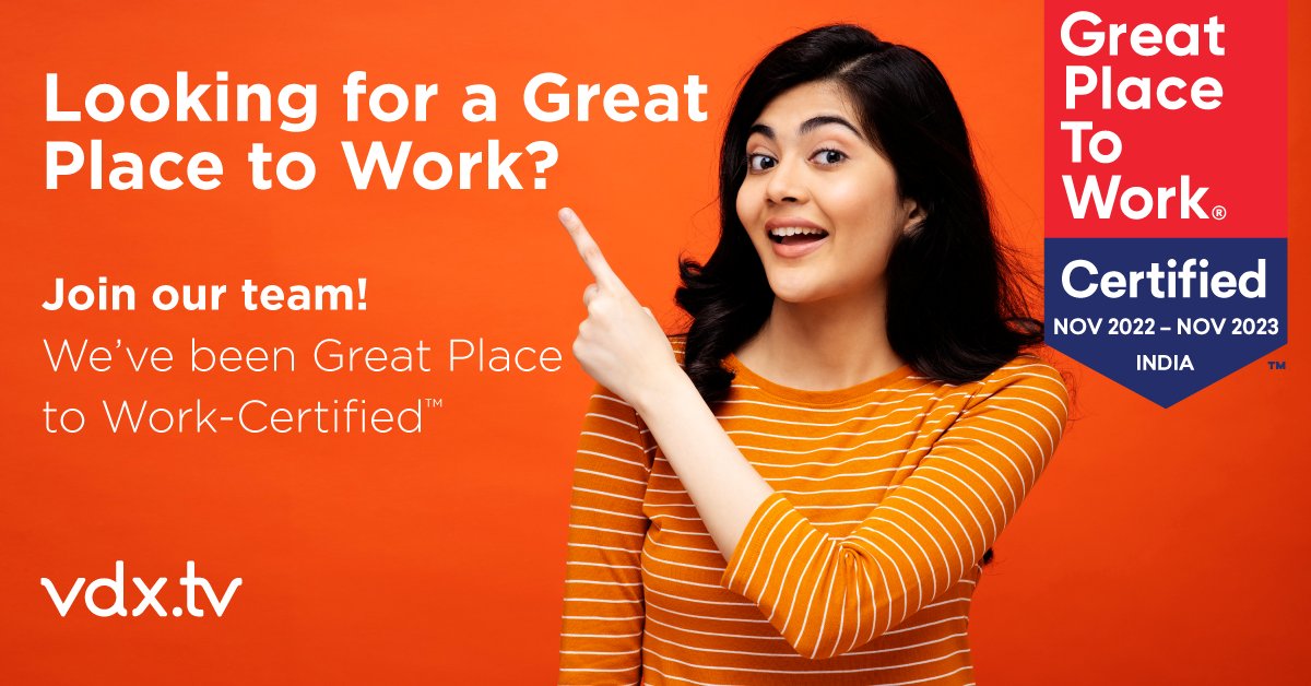 Looking for a great place to work? Join our team!  We are proudly Great Place to Work Certified™.

Learn more about a career at VDX.tv: vdx.tv/company/careers