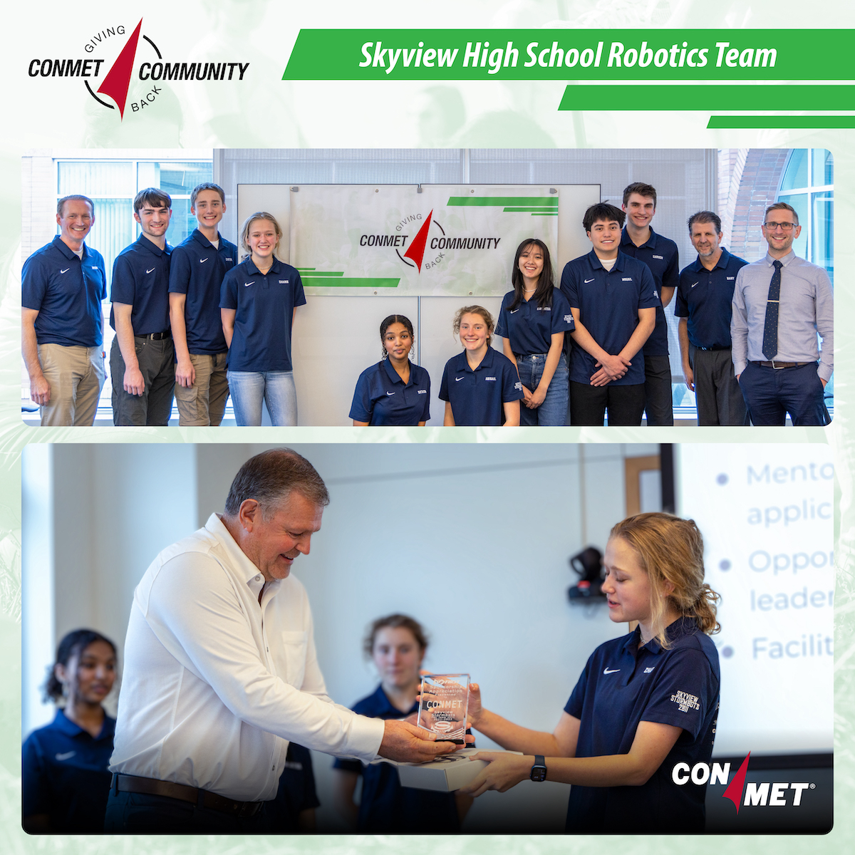 ConMet's tweet photo. Thank you to the @StormBots program for honoring ConMet's participation with an appreciation plaque. Supporting the future generation of STEM is a privilege. #stormbots #ConMet https://t.co/aYFWezOB8O