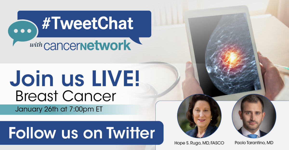 CancerNetwrk's tweet photo. Join us on Thursday, January 26th at 7 pm ET with @PTarantinoMD and @hoperugo to discuss current treatments in triple-negative breast cancer. https://t.co/zURvzZPLKT