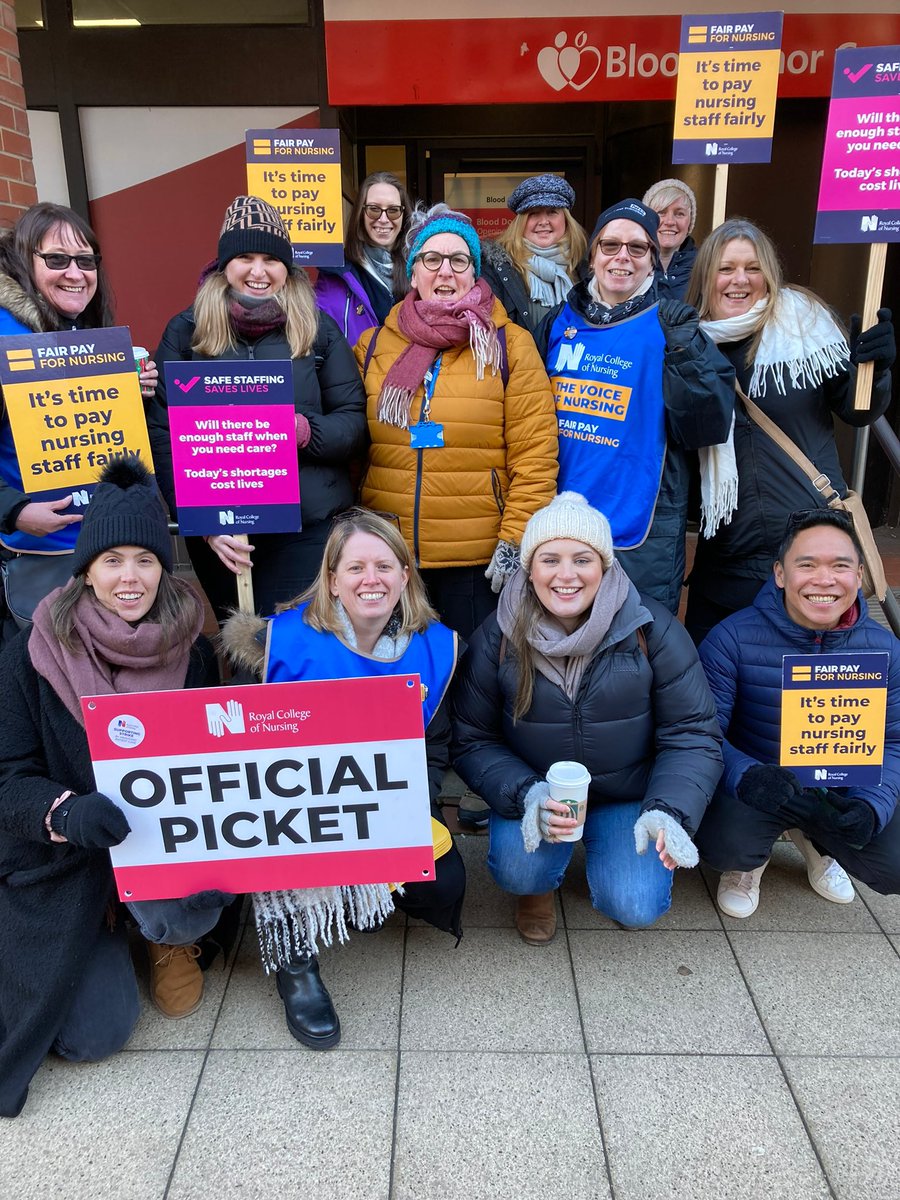 A second day striking to send our message to the government and highlight the lack of safety patients and staff experience everyday. Official NHSBT picket line at Sheffield Blood Donor Centre. Met some great NHSBT colleagues. Lovely response from passers by supporting us ♥️