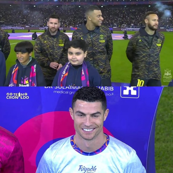 NoodleHairCR7's tweet photo. Goals against Top 3 Teams in France: 

Ronaldo: 2
Messi: 0

Ronaldo doesn't even play in France

😭😭😭 https://t.co/QwSr69hP10