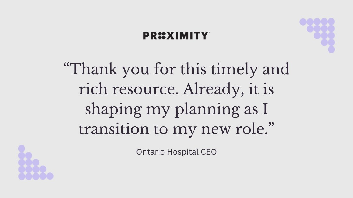Board conversations are underway across Ontario hospitals, catalyzed by Proximity’s curated readings on CEO succession and talent readiness. Leadership matters. Access Proximity Picks here: bit.ly/3UF36sr