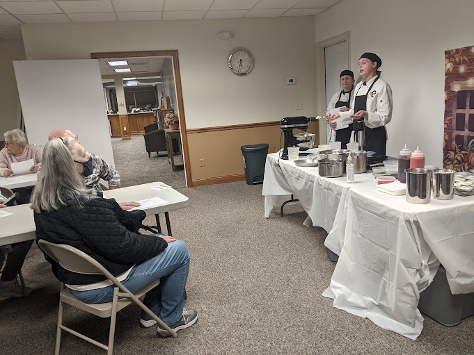 OHSculinary's tweet photo. Kailea teaches a class on no-bake cheesecake at the Corunna Library https://t.co/ky7IGVtG5Y