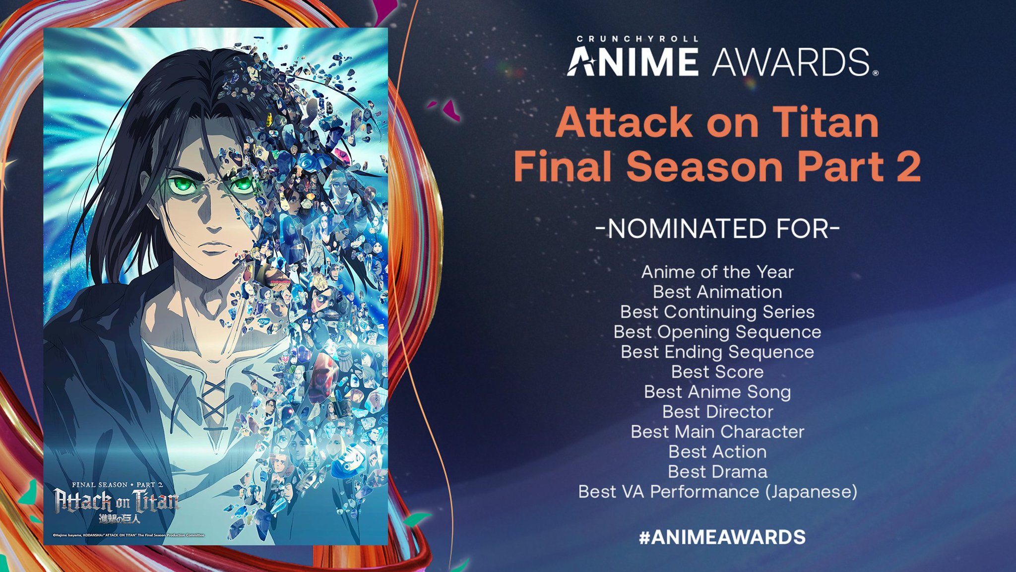 Support all TWELVE Attack on Titan Final Season Part 2 nominations at  @animeawards.official 2023! ⚔️ Vote using the link in our bio at…