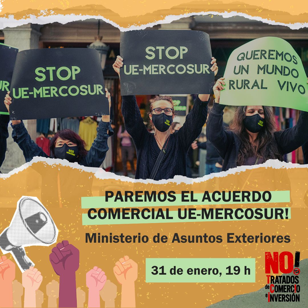 attactv's tweet photo. La cara B del acuerdo UE-Mercosur que esconden los gobiernos son los graves impactos en el clima, la biodiversidad, el pequeño campesinado, los derechos humanos o el bienestar animal. 

✊🏾 El 31 de enero a las 19 h decimos, alto y claro, #NoMasAcuerdosEcocidas, #StopUEMercosur. https://t.co/syNlTj6xBt