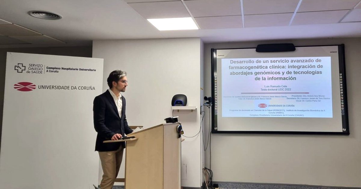 Health in Code (@health_in_code) on Twitter photo Ayer fue un día especial para nuestro responsable de #Farmacogenética. Luis Ramudo (<a href="/Lramce/">Luis Ramudo</a>) defendió, 𝒄𝒐𝒏 𝒉𝒐𝒏𝒐𝒓𝒆𝒔, su tesis doctoral:
📘 “Desarrollo de un servicio avanzado de farmacogenética clínica: integración de abordajes genómicos y tecnologías de la información” Ayer fue un día especial para nuestro responsable de #Farmacogenética. Luis Ramudo (<a href="/Lramce/">Luis Ramudo</a>) defendió, 𝒄𝒐𝒏 𝒉𝒐𝒏𝒐𝒓𝒆𝒔, su tesis doctoral:
📘 “Desarrollo de un servicio avanzado de farmacogenética clínica: integración de abordajes genómicos y tecnologías de la información”