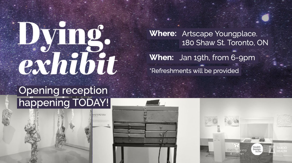 Join us tonight at the opening reception of the Dying.exhibit, part of <a href="/dyingseries/">Dying.</a> 

Register at: eventbrite.com/e/dyingexhibit…