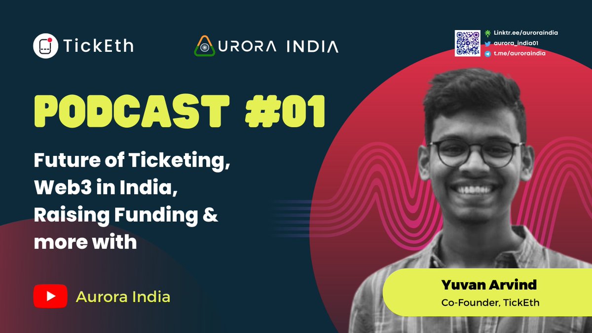 Cheers to our first Podcast 🙌

Let's go through <a href="/yuvanarvind/">yuvan (e/acc)</a>  journey with <a href="/ticketh_io/">ticketh.in 🎟️</a> , Future of Ticketing, Web3 in India, and Raising Grants/ Funding 🫶

Subscribe to our YT channel for more podcasts with talented web3 geeks 🫡

youtu.be/m91kmoA6wYw

#NEAR #AURORA #ETH