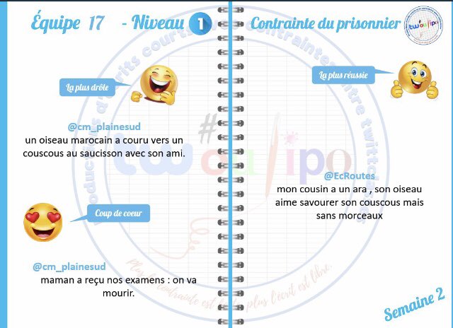 EcRoutes's tweet photo. Semaine 2 #Twoulipo encore une phrase choisie ! Félicitations à tous ! https://t.co/kwk43bfXD5