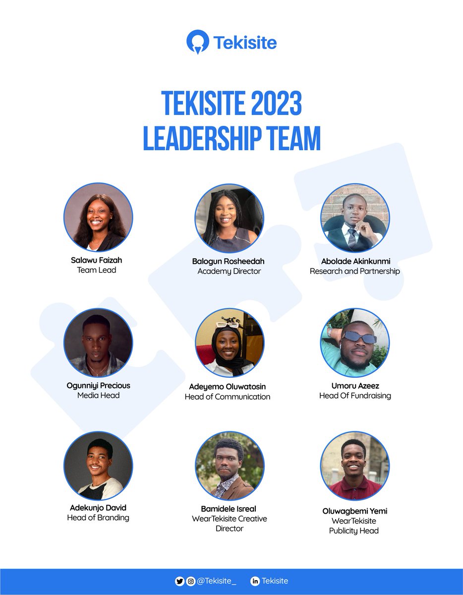 Tekisite_'s tweet image. It is with great pride that we introduce and welcome our new leadership team. An impressive coalition of dedicated and forward-thinking youths who will serve and lead the entire Tekisite membership into another landmark moment of our history. #project2023 

Tag when you see them!