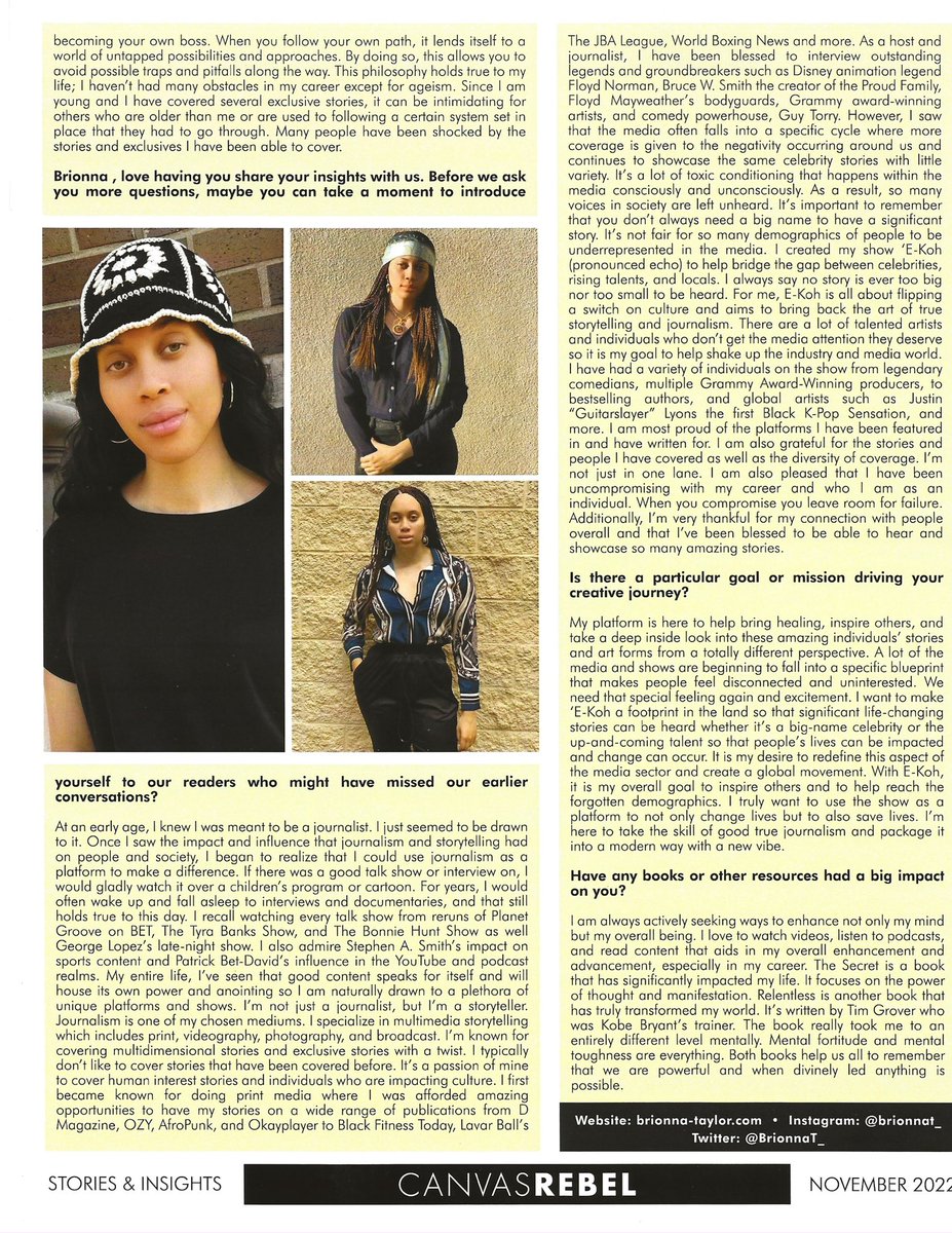 BrionnaT_'s tweet photo. Check out my latest article in Canvas Rebel. It’s a blessing to get to share more about my life and career. #journalist #tvhost #entrepreneur https://t.co/hw9gwy0QTZ