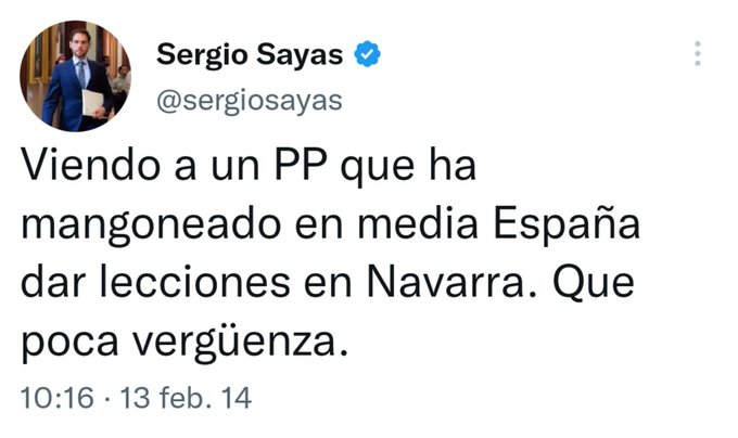 mariano9605's tweet photo. Sayas borra su tuit denunciando la corrupción del PP
El transfuga de UPN lo borra inmediatamente despues de llegar a un acuerdo con el PP https://t.co/nMZDHJSTew