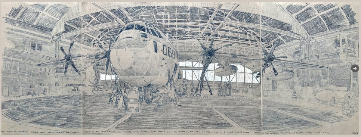 newsillustrator's tweet photo. Live sketch of C-130 inside the hangar at @USMC base Cherry Point while working as a volunteer with the @USMCMuseum combat art program. @urbansketchers
@USMCLibrary #usmc #cherrypoint web https://t.co/KfGjwzpwXZ Prismacolor pencil on Strathmore paper. https://t.co/x3jbZ1Q12O