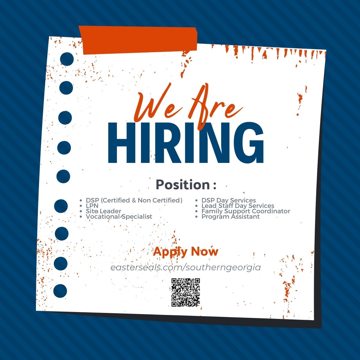 EasterSealsSGA's tweet photo. Join the Easterseals Team!  Click the link below to apply today!

https://t.co/QyPxzCmqHB https://t.co/MTzwsiHRBr