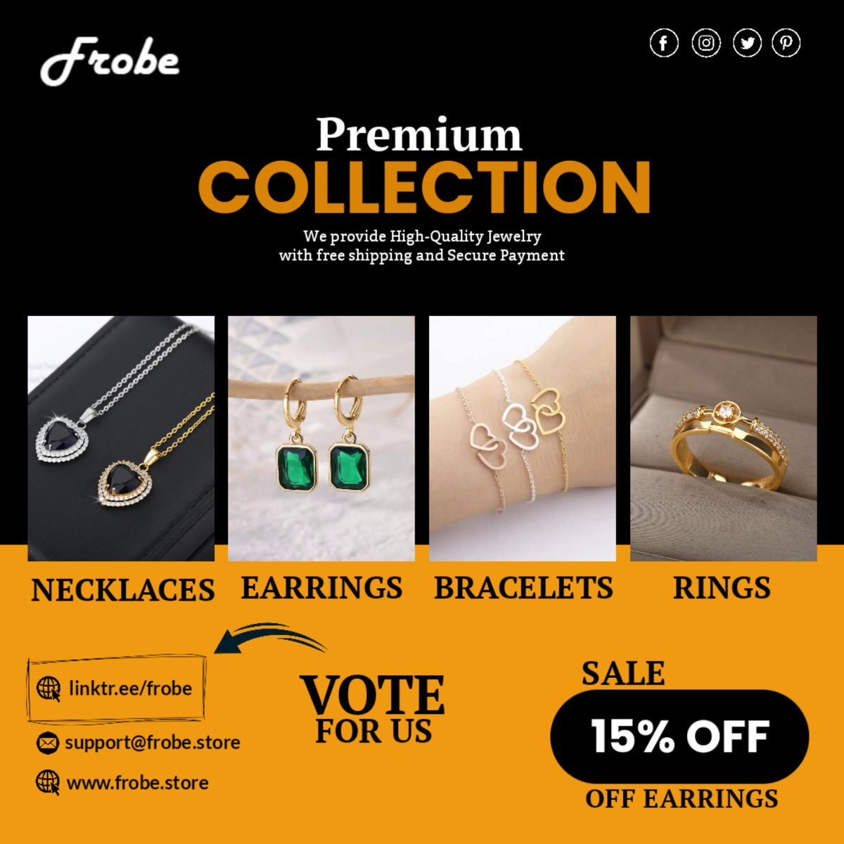 Don't miss out our #uniquejewelry.
Follow us at our channels linktr.ee/frobe
and see our collection at frobe.store

#onlineshopping #onlinejewelry #onlinejewelrystore #onlinestore #onlineshop #jewelryonline #jewelrybusiness #freeshipping #freeshippingjewelry