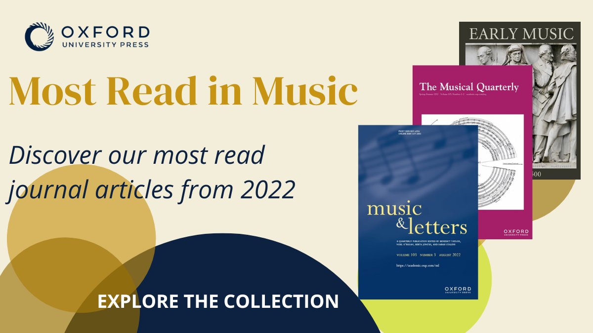 OUPMusic's tweet image. Our “Most Read in Music” collection is now live, featuring the most viewed articles in 2022 from across our Music Journals portfolio.

Find out more: bit.ly/3J0a2OE