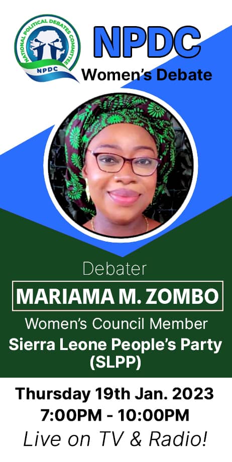 npdcsl's tweet photo. NPDC Women's Debate 2023 coming up in 30 mins...Live on SLBC TV, AYV TV &amp; IRN platform
@IrlEmbFreetown 
@UKinSierraLeone 
@NDI 
@USEmbFreetown 
@EUinSierraLeone 
@ECsalone https://t.co/qYVhQJnnfj https://t.co/ST1JJc6Ra1