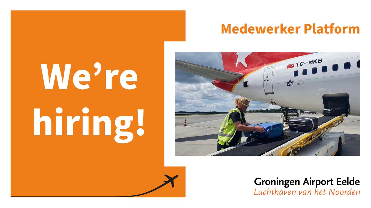 #Vacature – 𝗚𝗲𝘇𝗼𝗰𝗵𝘁 𝗠𝗲𝗱𝗲𝘄𝗲𝗿𝗸𝗲𝗿𝘀 𝗽𝗹𝗮𝘁𝗳𝗼𝗿𝗺 Je bent onderdeel van een team. De werkzaamheden bestaan o.a. uit: lossen en laden van bagage, aanrijden van vliegtuigtrappen en bedienen van groundpower units. Interesse? Solliciteer👉 bit.ly/3kmwyqJ