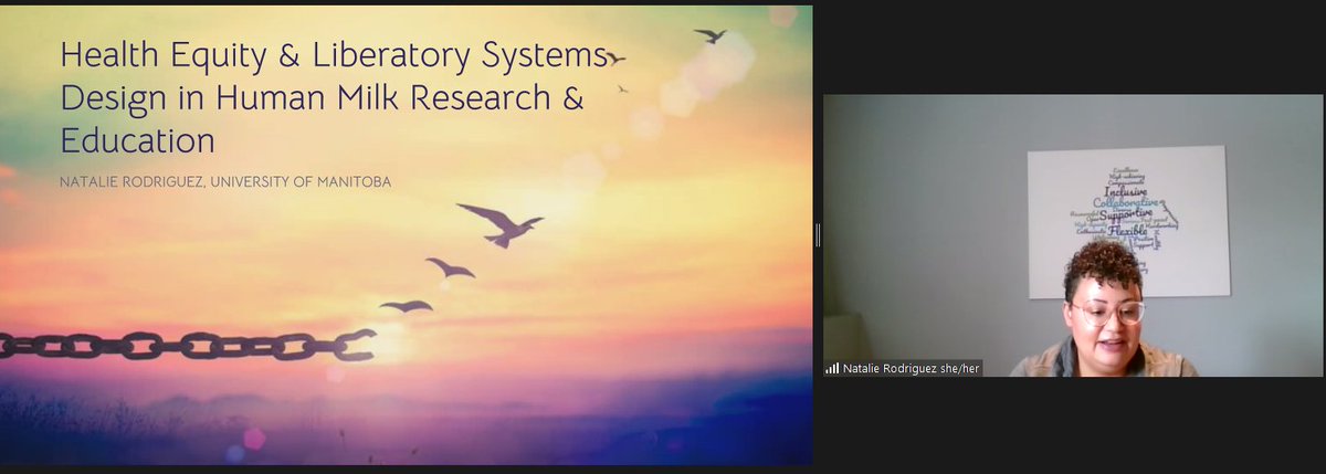 MeghanAzad's tweet photo. Speaking today at #MILCclub: @Nat_ABRodriguez - a Certified Canadian Inclusion Professional (among many other things!) - on Liberatory Design in #HumanMilk &amp; #Breastfeeding research.

Research should engage stakeholders from the outset, and move at the Speed Of Trust https://t.co/2iEhBBII9T