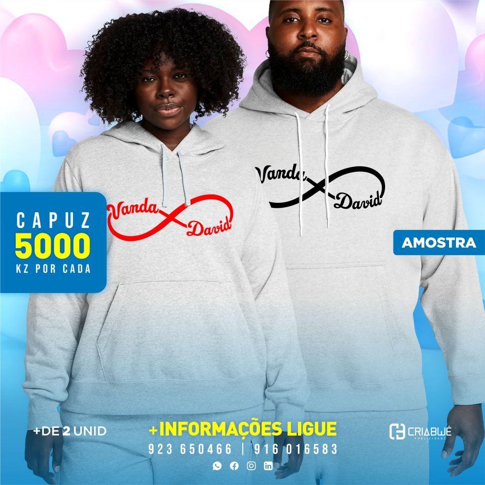 criabwe's tweet image. WhatsApp: (+244) 923 650 466
#capuz #tshirtspersonalizadas #atracao #paixão #amor  #bonsmomentos #lazer #passeio #passeios #comemoração #namoro #namorados #casal #diadosnamorados #grafica #publicidade  #designangola #designgraficoangola #serigrafia #bordados #luandaangola #angola