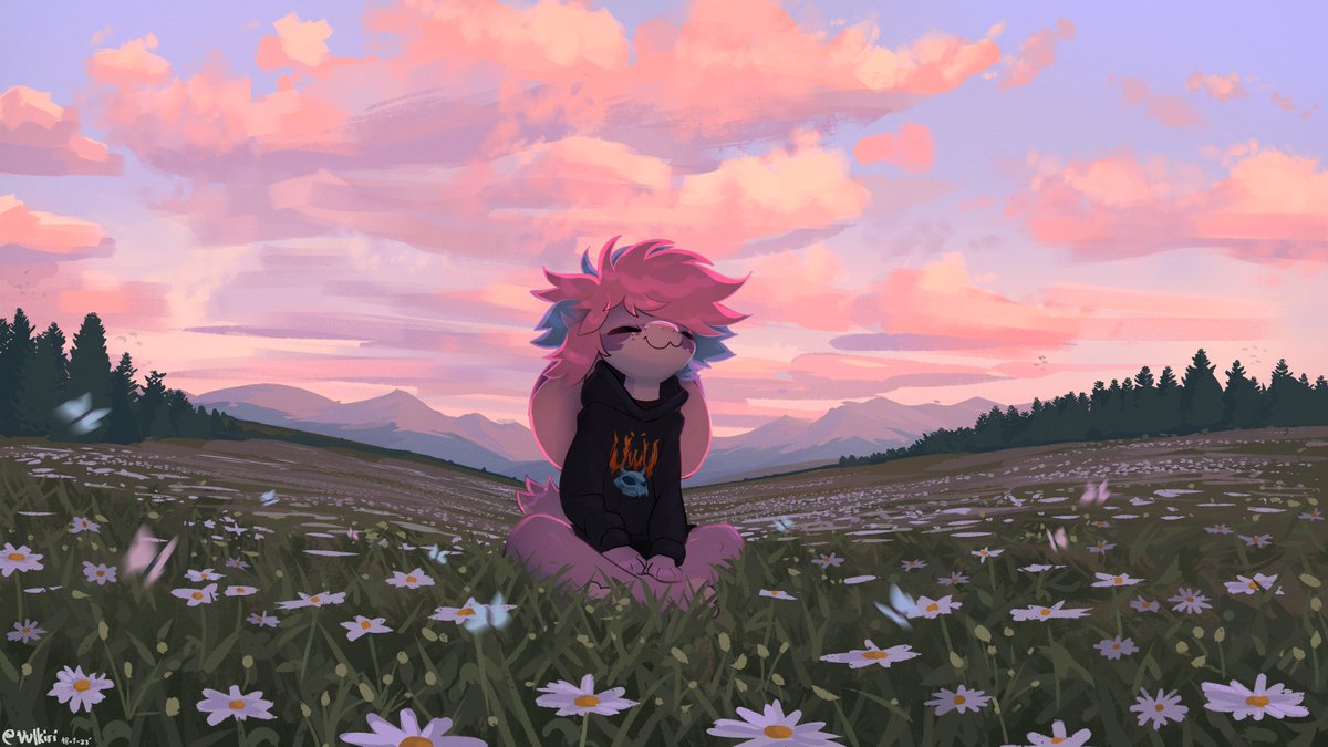 Relaxing in flower fields ~🌼🌺🌸🦋