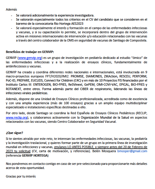 Buscamos candidato pediatra Rio Hortega para la convocatoria 2023 linkedin.com/posts/martinon… <a href="/GENVIP_RESEARCH/">GENVIP</a> serviciodepediatriasantiago.es