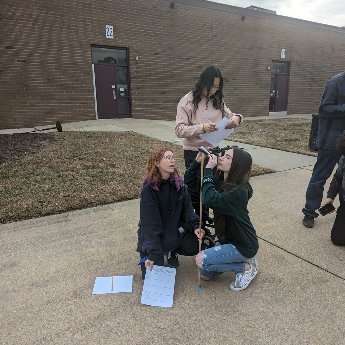 Mr.DeShong's class was caught using trigonometry to measure the height of the flag pole!

#PoquosonHS #WhenWillIEverUseThis #CaseAndPoint #AppliedTrig