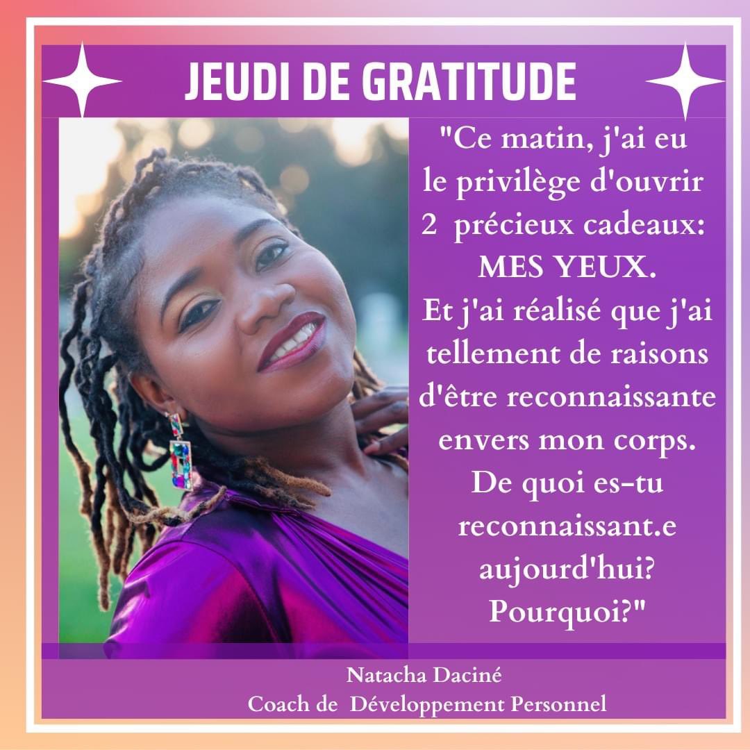 Bon jeudi de gratitude! 

Happy Thankful Thursday! 

#gratitudeattitude #ThankfulThursday #positivemindset #natachadacine #LifeCoach #personaldevelopment
