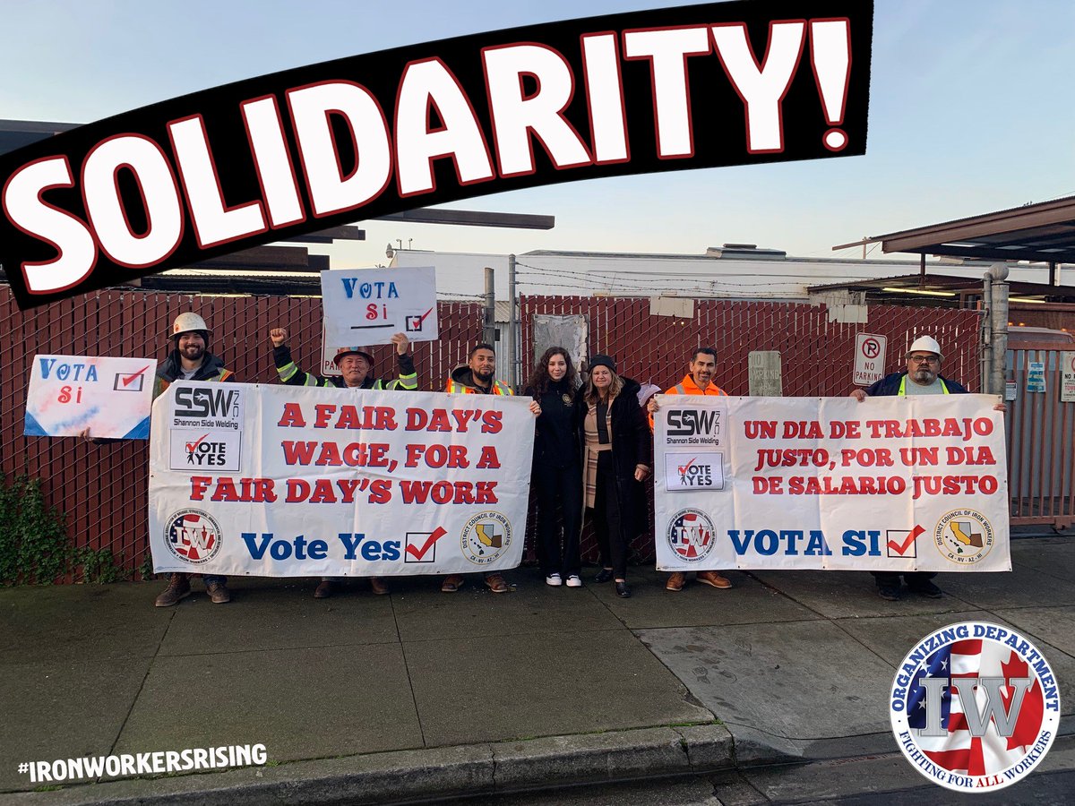 IWOrganizing's tweet photo. Another day in Daly City, CA supporting the workers at Shannon Side Welding who are organizing a union! Thanks to all those who came out this morning.
#IronworkersRising
#1U
#Organize
#VoteUnionYes https://t.co/UIuRVbrEZI