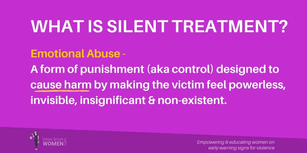SSWomen_'s tweet photo. Silent treatment is just another form of control &amp; it's designed to make the victim feel powerless and invisible #CoerciveControl https://t.co/w4Oo0NyVj0