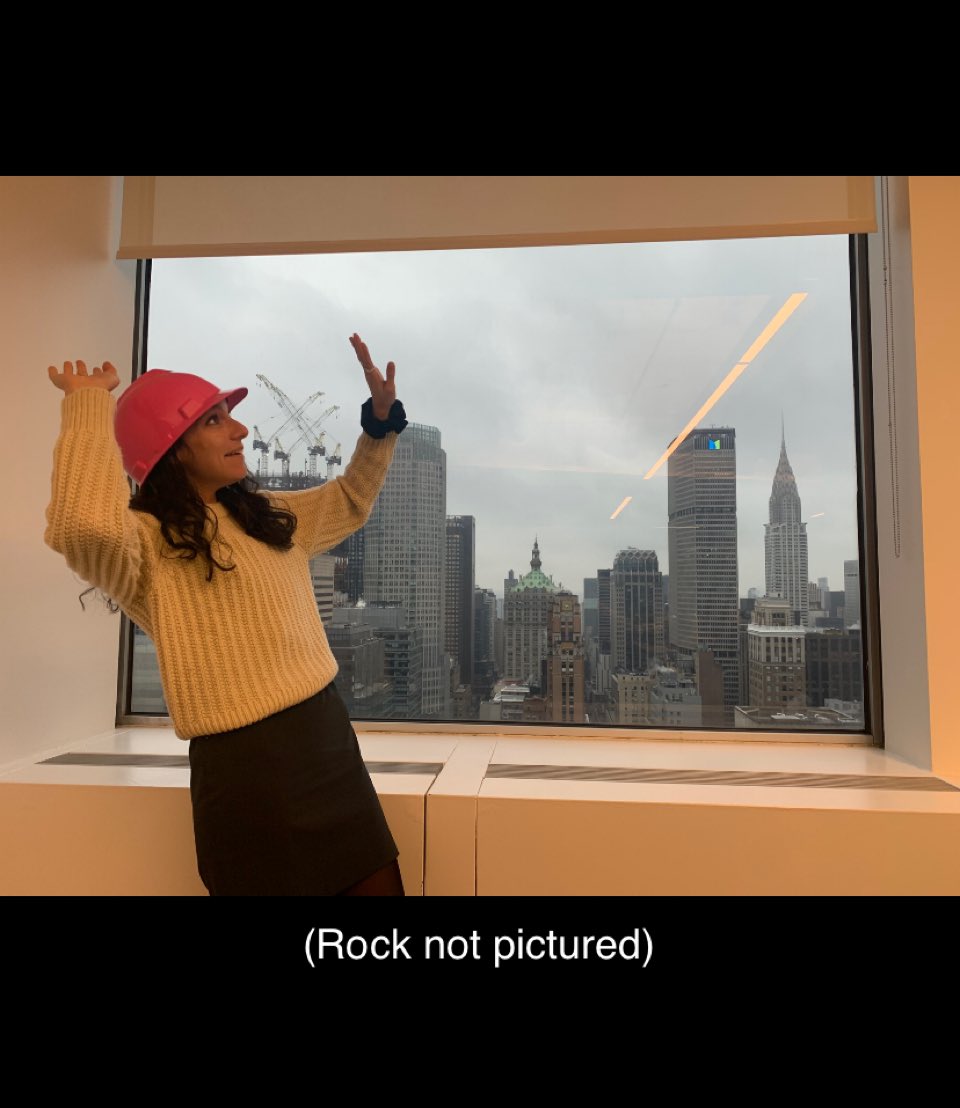 _claudiugh's tweet photo. The floor above ours is being renovated and rocks periodically fall from the ceiling but every time we bring up the rocks facilities is like “we stopped the rocks” (false) so I started wearing this hardhat at my desk in quiet protest I see your gaslight and raise you girlboss https://t.co/LGo2T7HaBz