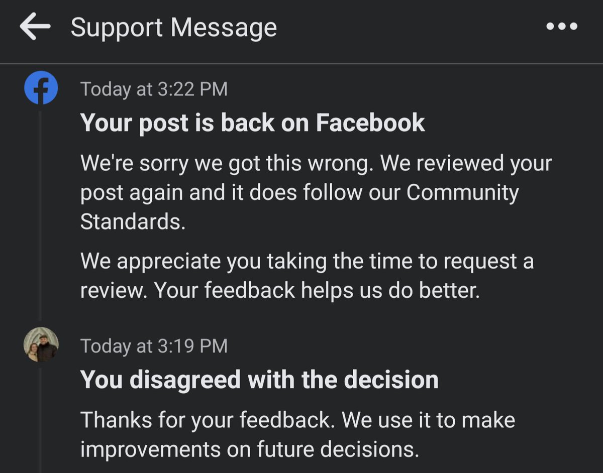 JoeyEnnesser's tweet photo. Facebook fixed the problem! Good to hear that a Bag 'O Bags is not against community guidelines 🛍️ https://t.co/pPOzaphkPx