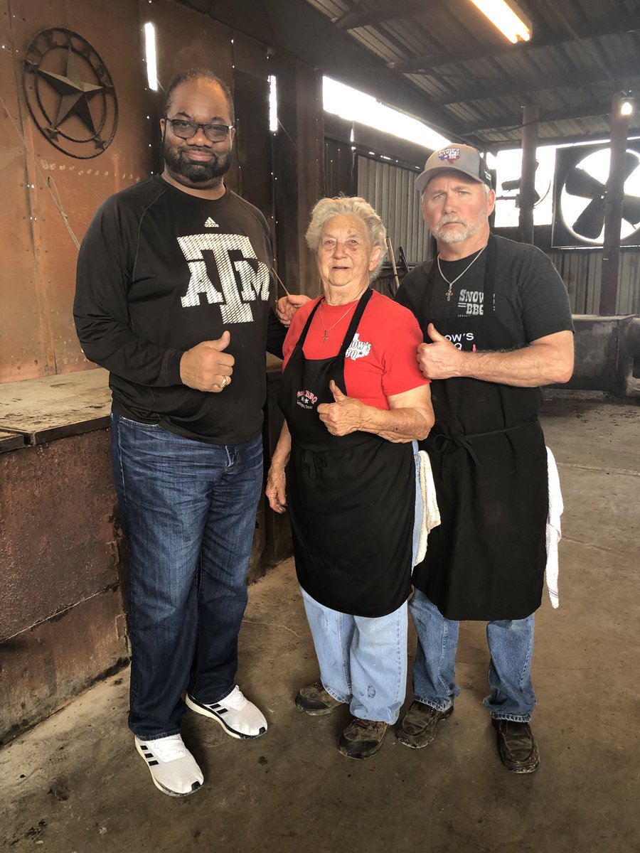 Throwback Thursday. ⏰ Talking “Q” at ⁦@snowsbbq⁩ with these Hall of fame Pitmasters. #gigem