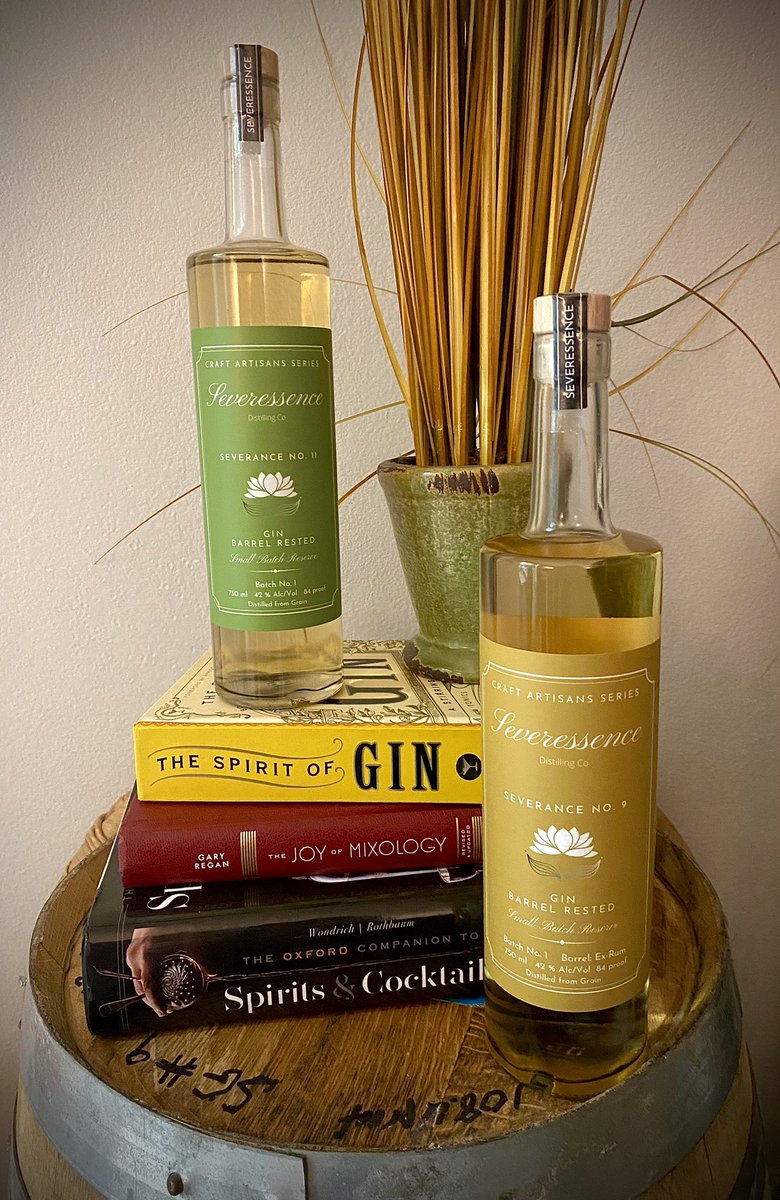 severance_co's tweet photo. Our barreled gins are thoughtfully crafted to match gin flavor to barrel style. Severance No 9 is a warm cinnamon gin rested in an ex-rum barrel. Severance No 11 has hints of citrus, cardamom, vanilla and ex-whiskey barrel notes that make it a favorite. #gin #cocktails #distiller https://t.co/WKs3YNkCut