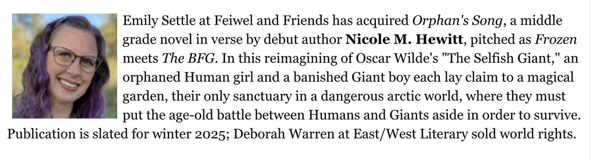 So excited for my friend and agency sister @NicoleMHewitt! Fans of #mgfantasy and #versenovels get ready to love #OrphansSong! 🎉@EastWestLit @FeiwelFriends #novelinverse #mg #middlegrade