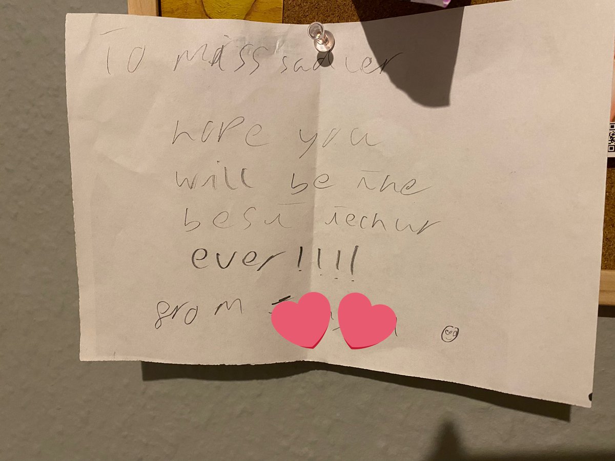 MissSadler2022's tweet photo. A note one of my year 5 girls gave me today 🥰🥰🥰 https://t.co/8j6Qm1j6XV