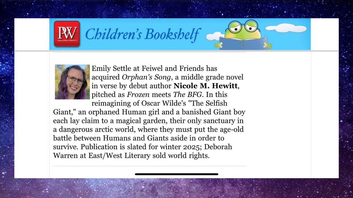 NicoleMHewitt's tweet photo. I am SO excited to be able to announce that my debut is coming out in 2025!!! 🎉🎉🎉  

I’m thrilled to be working with @Editrix_Em at Feiwel &amp; Friends! 

#Thank you to everyone who has been rooting for me all this time! https://t.co/hdxFhmKyDy