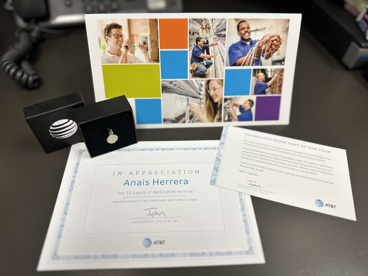 Anais Herrera (@anais_h) on Twitter photo I received my 10 year anniversary gift today. ๐ Thankful to be a part of this amazing company #ATT and looking forward to many more. Iโm extremely excited to continue my journey to the next milestone. <a href="/shawnglinski/">Shawn Glinski</a> <a href="/TanaviaR/">TanaviaRoach</a> <a href="/BrianWest_GLM/">Brian West - GLM VPGM</a> Thank you #ATT I received my 10 year anniversary gift today. ๐ Thankful to be a part of this amazing company #ATT and looking forward to many more. Iโm extremely excited to continue my journey to the next milestone. <a href="/shawnglinski/">Shawn Glinski</a> <a href="/TanaviaR/">TanaviaRoach</a> <a href="/BrianWest_GLM/">Brian West - GLM VPGM</a> Thank you #ATT