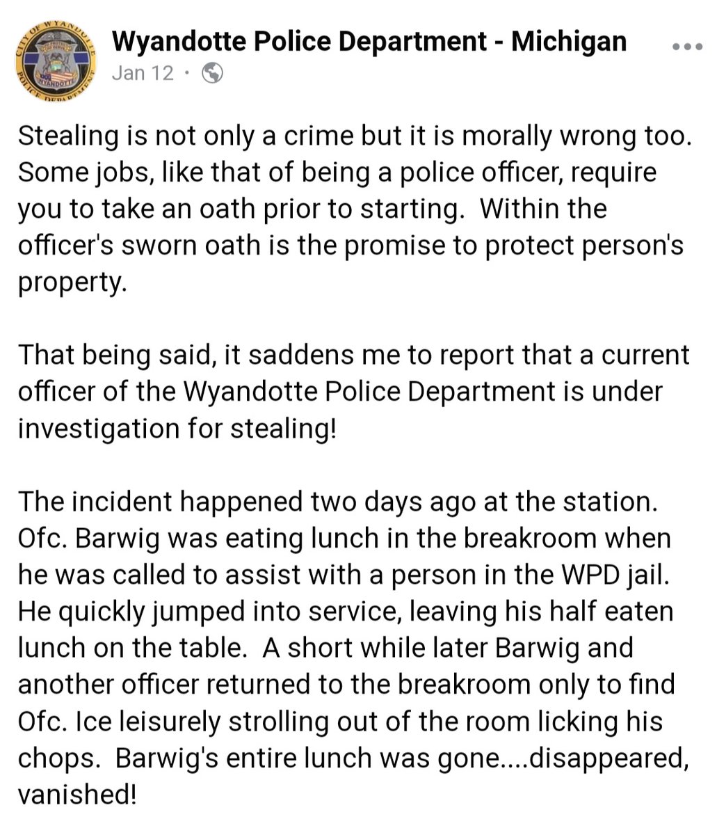 NicoleKrum1's tweet photo. Wyandotte Police Officer under investigation for theft
#Michigan https://t.co/chgQYnaFGe