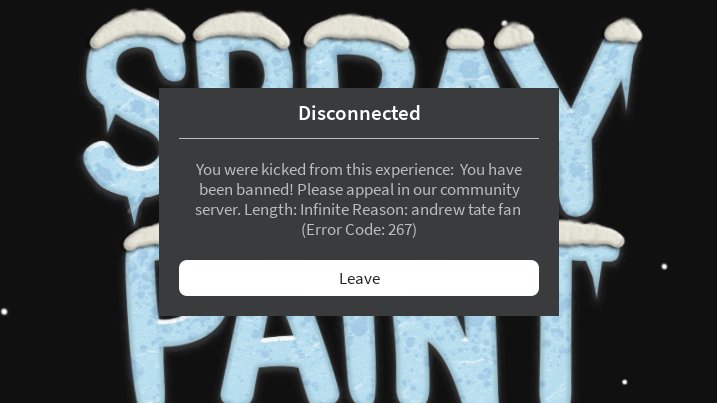 E98667283's tweet photo. @Cobratate I was banned off of this Roblox game for being an Andrew Tate Fan. https://t.co/33ZlZKaRQp