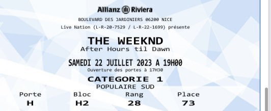 thjk975's tweet photo. Je mets en vente un billet pour The Weeknd à Nice du 22/07, écrivez moi pour plus d'informations #TheWeeknd #concert #ticketconcert #theweekndfrance https://t.co/eYI7wqJkQ0