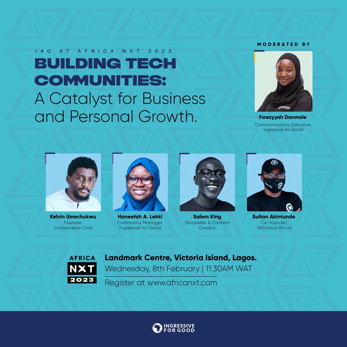 Ingressive for Good (@ingressive4good) on Twitter photo We’re hosting an #AfricaNXT2023 event!!!
Join us as we take the stage to talk about Building Tech Communities with amazing community builders in the space <a href="/tushgeek/">Kelvin🥷🏾</a> <a href="/this_haneefah/">Haneefah | Community Designer</a> <a href="/salemkinging/">Salem King</a> <a href="/hackSultan/">Name cannot be blank</a>
Moderator: <a href="/thedanmoleZ/">Fawwzzy✨</a>
Save a seat here- africanxt.com/attend We’re hosting an #AfricaNXT2023 event!!!
Join us as we take the stage to talk about Building Tech Communities with amazing community builders in the space <a href="/tushgeek/">Kelvin🥷🏾</a> <a href="/this_haneefah/">Haneefah | Community Designer</a> <a href="/salemkinging/">Salem King</a> <a href="/hackSultan/">Name cannot be blank</a>
Moderator: <a href="/thedanmoleZ/">Fawwzzy✨</a>
Save a seat here- africanxt.com/attend