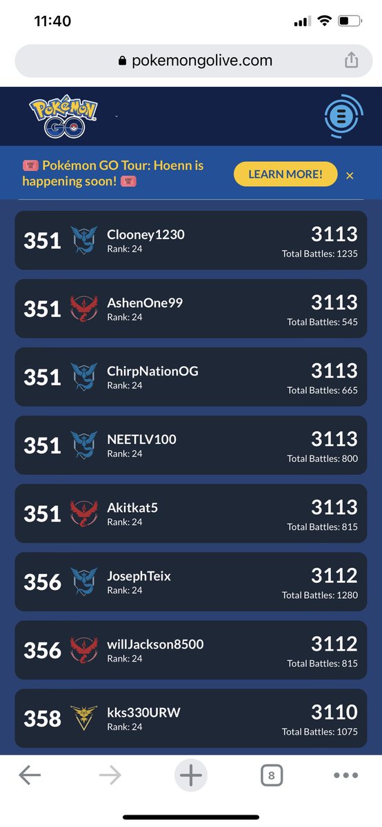 AcoinXx's tweet photo. Wow! My daughter’s account is on the leaderboard. She even battled some of the best players out there :kappa: #batchest #prouddaddy #GBL #GOBattleLeague #GBLLeaderboard #PokemonGO https://t.co/dielkX69cM