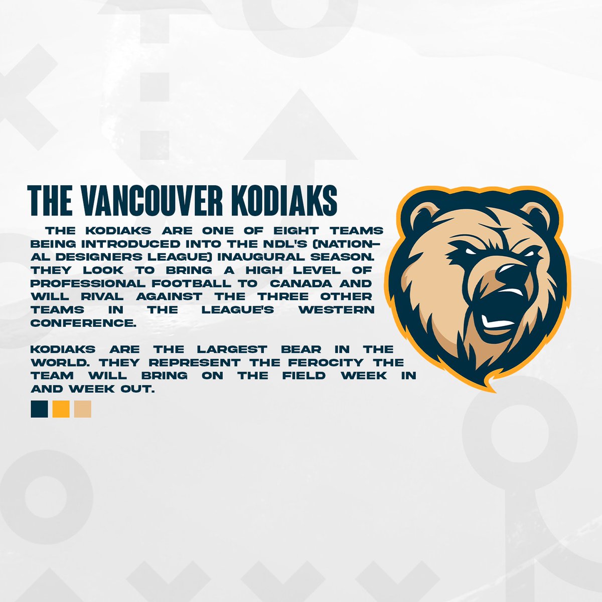 ColeBDesign's tweet image. Introducing the Vancouver Kodiaks! 🐻🔽

#nationaldesignersleague