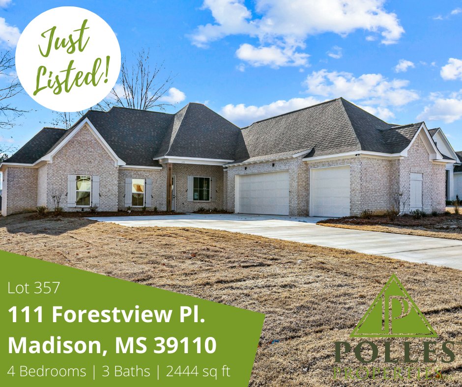 Polles_Prop's tweet photo. New Listing in Thornberry! 🤩 This home features 4 bedrooms, 3 baths on an open split floor plan, a large pantry and includes a wifi thermostat plus more. You will love all the designer details. Call your Realtor today! #pollesproperties #realestate #newconstruction #madisonMS https://t.co/QKMyOh2Ser