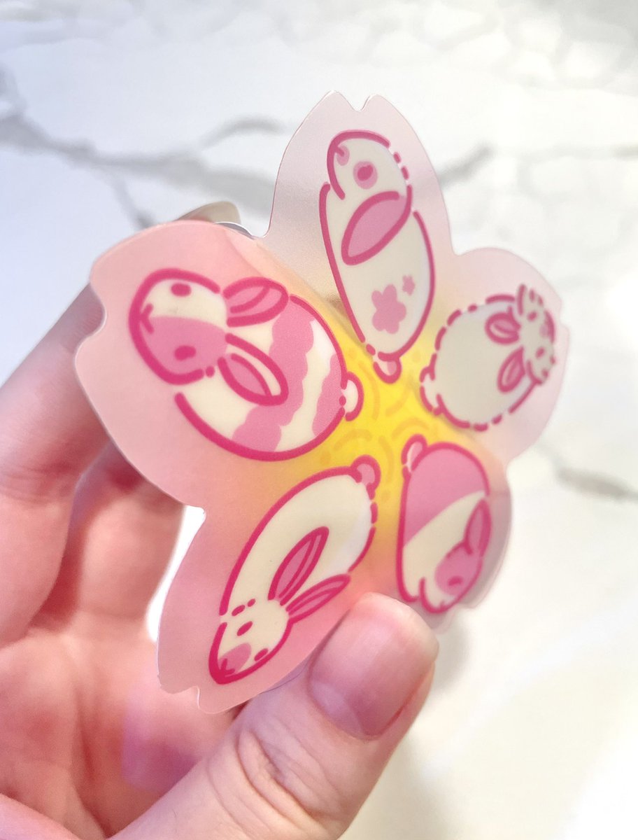cambrasine's tweet photo. I’m excited for the keychain version of this too, but I have these matte semi-transparent stickers in stock now! The rabbits have white ink underneath to make them more opaque 🐇 https://t.co/yuS2H6RNMp