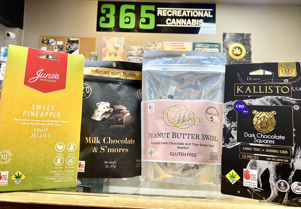 365Recreational's tweet photo. Edibles 20% off today!!! We have new Smokiez, Junes, 4:20, Honu, Wyld, and soooo much more! https://t.co/cBDfLhZXJj