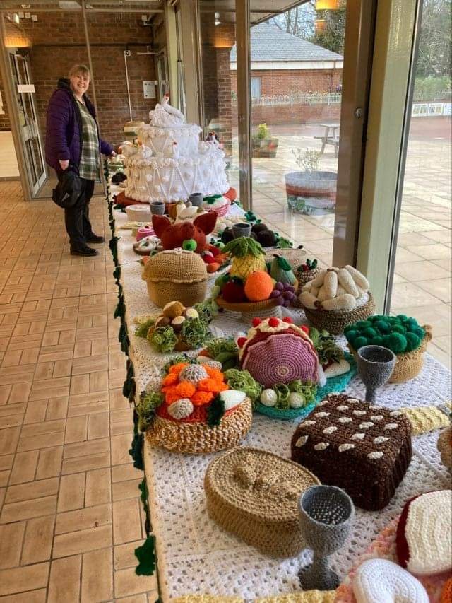 So pleased that Kirkleatham Hall and Museum want to keep the Yarn Georgian Christmas Table for the future. It got blown over by the wind &amp; now indoors, but still amazing #yarnaddict #yarnspirations