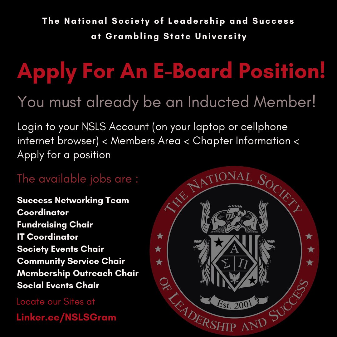NSLS_Gram's tweet photo. Apply for an E-Board Position ❗️

Available positions below 🐅

Check the comments for more!
#NSLSGram #GramFam
#GramFam22 #GramFam23
#GramFam24 #GramFam25
#GramFam26 https://t.co/RZZBCaKkFf
