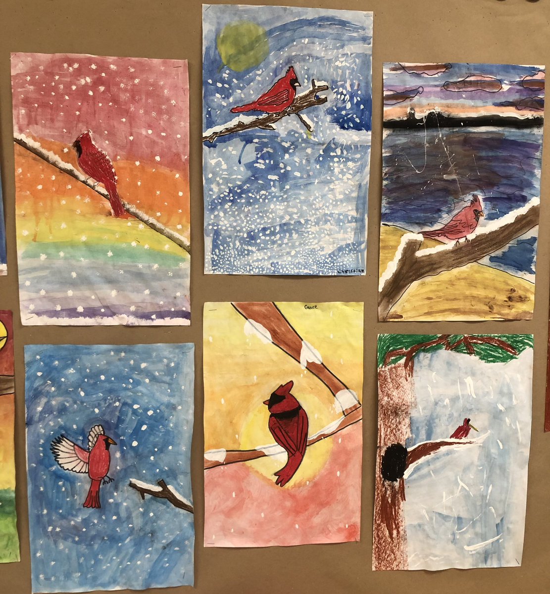 slatteryclass's tweet photo. Our Winter Cardinals ❄️🎨 @StJeromeCES @YCDSB https://t.co/7HbLxu6lJ8